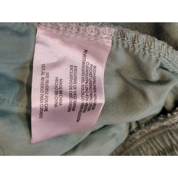 GAP Pants Women's Medium Green Pull On Wide Leg Drawstring Linen Blend - Picture 5 of 5